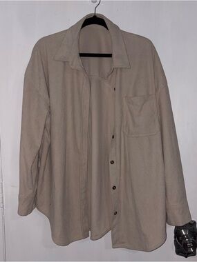 Amazon Beige Corduroy Button-Up Blazer Jacket